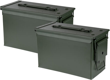Fosco Industries Decoratie opberg box - 2x - munitiekist - groen - 30 x 15 cm - opbergkist