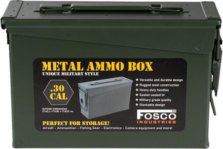 Fosco Industries Decoratie opberg box - munitiekist - groen - 28 x 10 cm - opbergkist