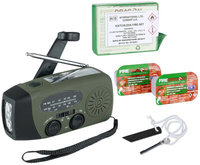 Fosco Industries Fosco Noodpakket/Survival prep set - noodradio met handzwengel - vuurstarter set