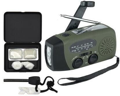Fosco Industries Fosco Noodpakket/Survival prep set - noodradio met handzwengel - vuurstarter set