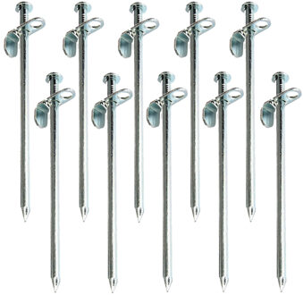Fosco Industries Grondpennen/tentharingen metaal met open oog - 16x stuks - 20 cm - Rotspen - Spijkerharing