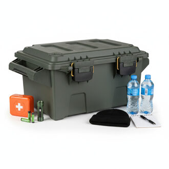 Fosco Industries Nood Pakket opberg box kist - waterdicht - kunststof - 47 x 30 x 21 cm - 30 liter - groen