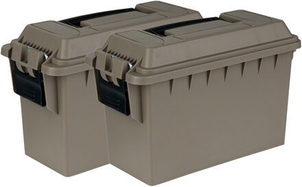 Fosco Industries Outdoor/tuin opberg box - 2x - waterdicht - dark earth- 29 x 13 x 18 cm