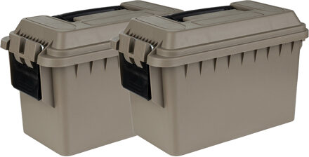 Fosco Industries Outdoor/tuin opberg box - 2x - waterdicht - dark earth - 36 x 19 x 22 cm