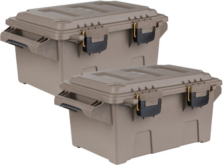 Fosco Industries Outdoor/tuin opberg box - 2x - waterdicht - dark earth - 47 x 30 x 21 cm