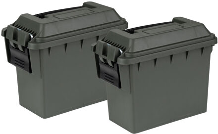 Fosco Industries Outdoor/tuin opberg box - 2x - waterdicht - groen - 22 x 11 x 17 cm