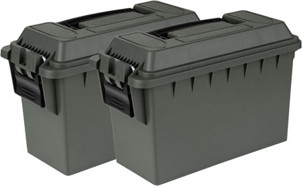 Fosco Industries Outdoor/tuin opberg box - 2x - waterdicht - groen - 29 x 13 x 18 cm