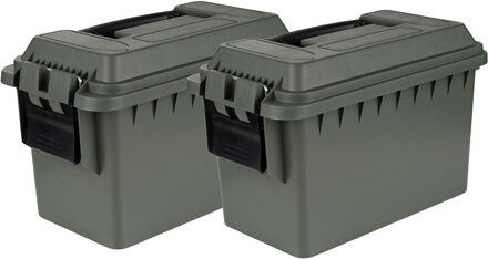 Fosco Industries Outdoor/tuin opberg box - 2x - waterdicht - groen - 36 x 19 x 22 cm