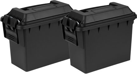 Fosco Industries Outdoor/tuin opberg box - 2x - waterdicht - zwart - 22 x 11 x 17 cm
