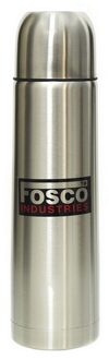 Fosco Industries RVS thermosfles/isoleerkan 1 liter zilver - Thermosflessen Zilverkleurig