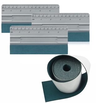 Foshio 3/5Pcs Raam Verven Suede Vilt Schraper Glas Wrapping Carbon Fiber Plastic Zuigmond Water Remover Wasstraat cleaner Tool 3stk met felt