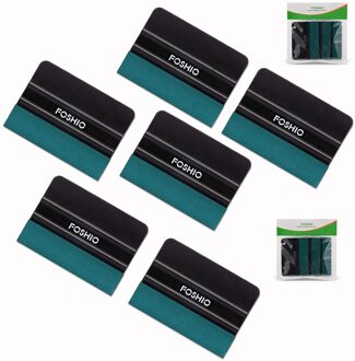 Foshio 3/6Pcs Raam Verven Film Toepassing Zuigmond Schraper Geen Kras Suede Vilt Edge Auto Accessoires Vinyl Wrapping gereedschap 6stk scraper