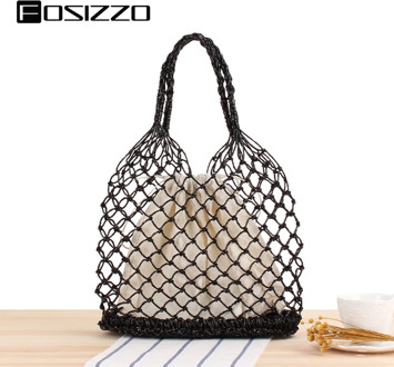 FOSIZZO Mesh Casual Tote Newest Design 2020 Fashion Bohemain Handmade Bags with Canvas Bag inside Summer Handbags FS5119