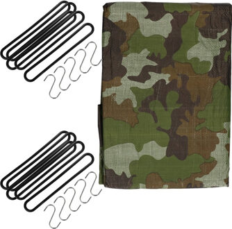 Fostex Afdekzeil / dekzeil groen 2 x 3 meter met 10x spanrubbers en S-haken - Afdekzeilen