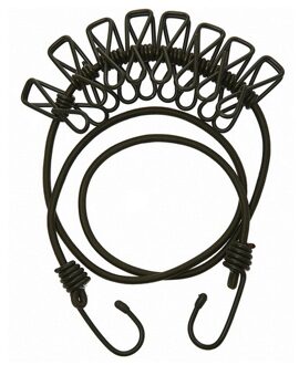 Fostex Camping waslijn van elastiek - met 8 knijpers - 111 cm - uitrekbaar