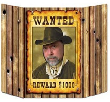 Foto bord/frame Selfies maken - Wanted by police - 94 x 63 cm - Props - Western thema - Karton