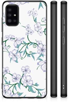 Foto hoesje Samsung Galaxy A51 Telefoonhoesje met Zwarte rand Blossom White