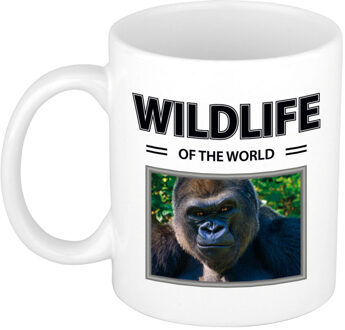 Foto mok Aap mok / beker - wildlife of the world cadeau Gorilla apen liefhebber - feest mokken Wit