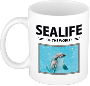 Foto mok Dolfijn beker - sealife of the world cadeau Dolfijnen liefhebber - feest mokken Wit