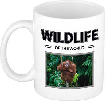 Foto mok Orang oetan aap mok / beker - wildlife of the world cadeau Orang oetans liefhebber - feest mokken Wit