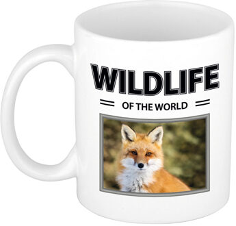 Foto mok Vos mok / beker - wildlife of the world cadeau Vossen liefhebber - feest mokken Wit