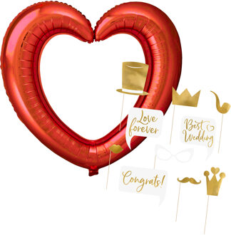 Foto prop set - bruiloft/vrijgezellenfeest - 11-delig - photo booth accessoires - trouwen/jubileum