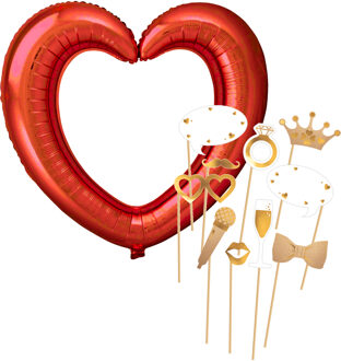 Foto prop set - bruiloft/vrijgezellenfeest - 11-delig - photo booth accessoires - trouwen/jubileum