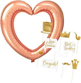 Foto prop set - bruiloft/vrijgezellenfeest - 11-delig - photo booth accessoires - trouwen/jubileum