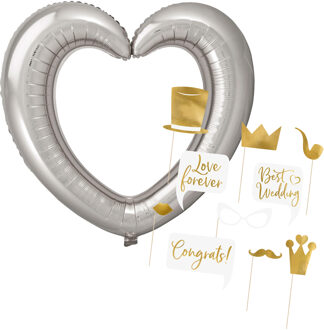 Foto prop set - bruiloft/vrijgezellenfeest - 11-delig - photo booth accessoires - trouwen/jubileum