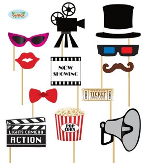 Foto prop set film/bioscoop thema - 12 delig - Photobooth props Multi