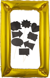Foto prop set met frame 75 x 100 cm - krijtbordjes voor party teksten - 9-delig - photo booth