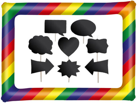 Foto prop set met frame 80 x 60 cm - krijtbordjes voor party teksten - 9-delig - photo booth