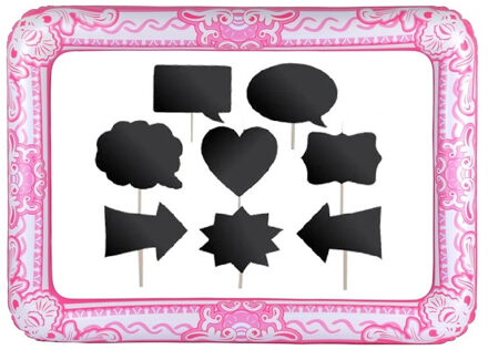 Foto prop set met frame 80 x 60 cm - krijtbordjes voor party teksten - 9-delig - photo booth