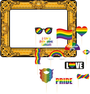Foto prop set met frame - gay pride - 13-delig - LHBTI/LGBTQ parade - photo booth accessoires
