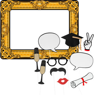 Foto prop set met frame - geslaagd - 11-delig - opblaasbare fotolijst - photo booth accessoires