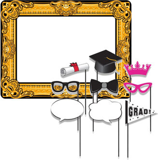 Foto prop set met frame - geslaagd - 11-delig - opblaasbare fotolijst - photo booth accessoires