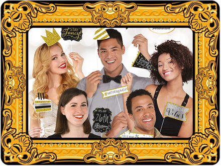 Foto prop set met frame - verjaardag - 14-delig - opblaasbare fotolijst - photo booth accessoires