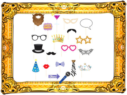 Foto prop set met frame - verjaardag/birthday party - 21-delig - photo booth accessoires