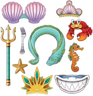 Foto prop set Zeemeermin - 10-delig - dubbelzijdig - mermaid thema feest - photo booth