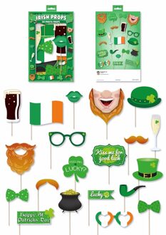 Foto props set - Ierland/st Patricks day thema - groen mix - 18x stuks - Verkleedattributen Multikleur