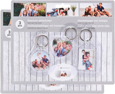 Foto sleutelhangers - 6x stuks - 3 verschillende vormen - Sleutelhangers