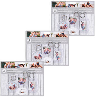 Foto sleutelhangers - 9x stuks - 3 verschillende vormen - Sleutelhangers