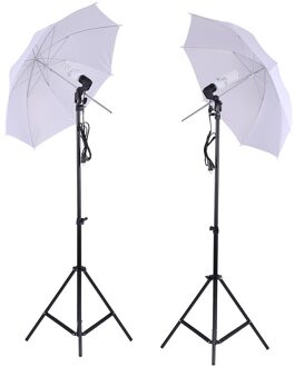 Foto Studio Verlichting Kit Set 2 Meter 6.6Ft Licht Stand 33 Inch Wit Zacht Licht Paraplu 45W Gloeilamp swivel Light Socket US PIUG