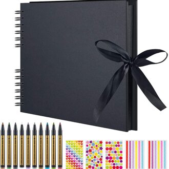 Fotoalbums Zwarte Bladzijden Geheugen Boeken A4 Ambachtelijke Papier Diy Scrapbooking Foto 12 Marker Pennen Bruiloft Verjaardag Childrens