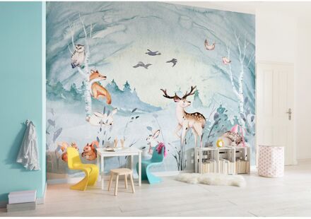 Fotobehang - Animal Sleepover 350x280cm - Vliesbehang Multikleur