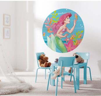 Fotobehang - Ariel Seahorses 125x125cm - Rond - Vliesbehang - Zelfklevend Multikleur