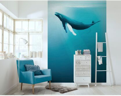 Fotobehang - Artsy Humpback Whale 200x280cm - Vliesbehang Multikleur