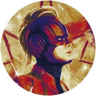 Fotobehang - Avengers Painting Captain Marvel Helmet 125x125cm - Rond - Vliesbehang - Zelfklevend Multikleur