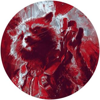 Fotobehang - Avengers Painting Rocket Raccoon 125x125cm - Rond - Vliesbehang - Zelfklevend Multikleur