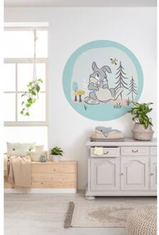 Fotobehang - Bambi Thumper 125x125cm - Rond - Vliesbehang - Zelfklevend Multikleur